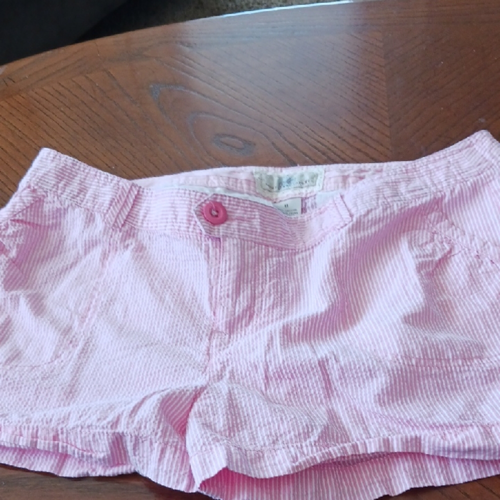 So Wear It Declare It Pink Seersucker Button-Front Shorts